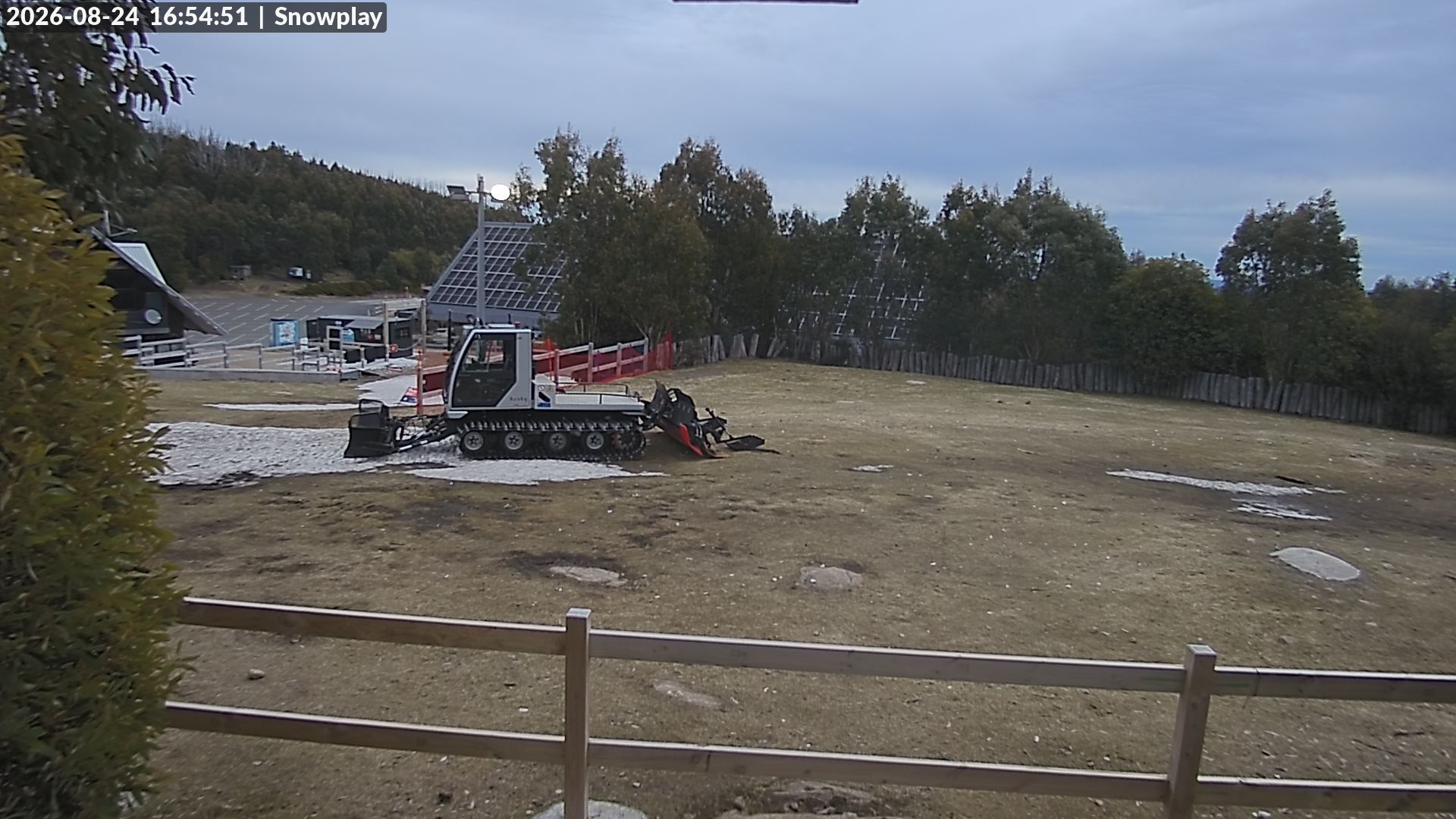 Lake Mountain Snow Play Area snow cam captured at 24 August 2026 at 4:56 pm AEST