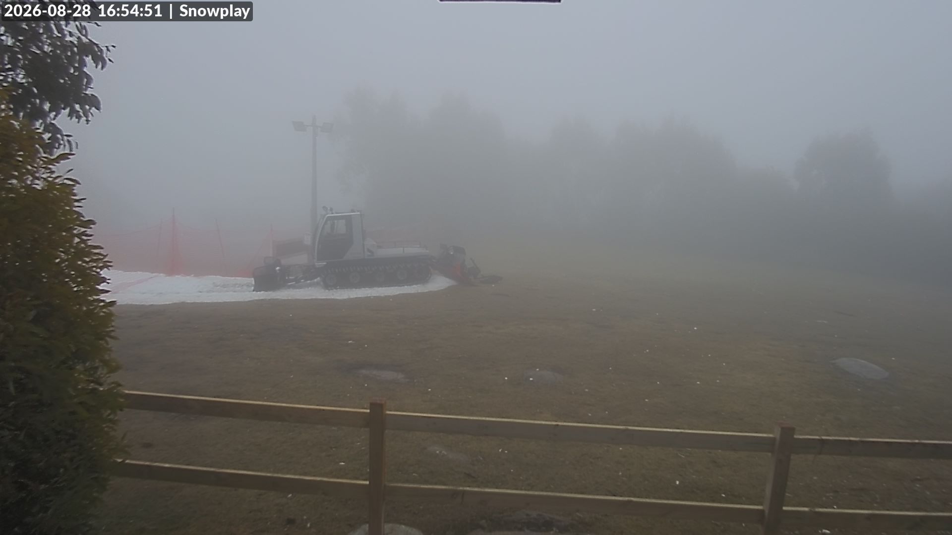 Lake Mountain Snow Play Area snow cam captured at 28 August 2026 at 4:56 pm AEST