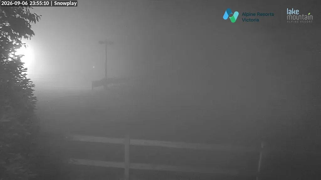 Lake Mountain Snow Play Area snow cam captured at 6 September 2026 at 11:57 pm AEST