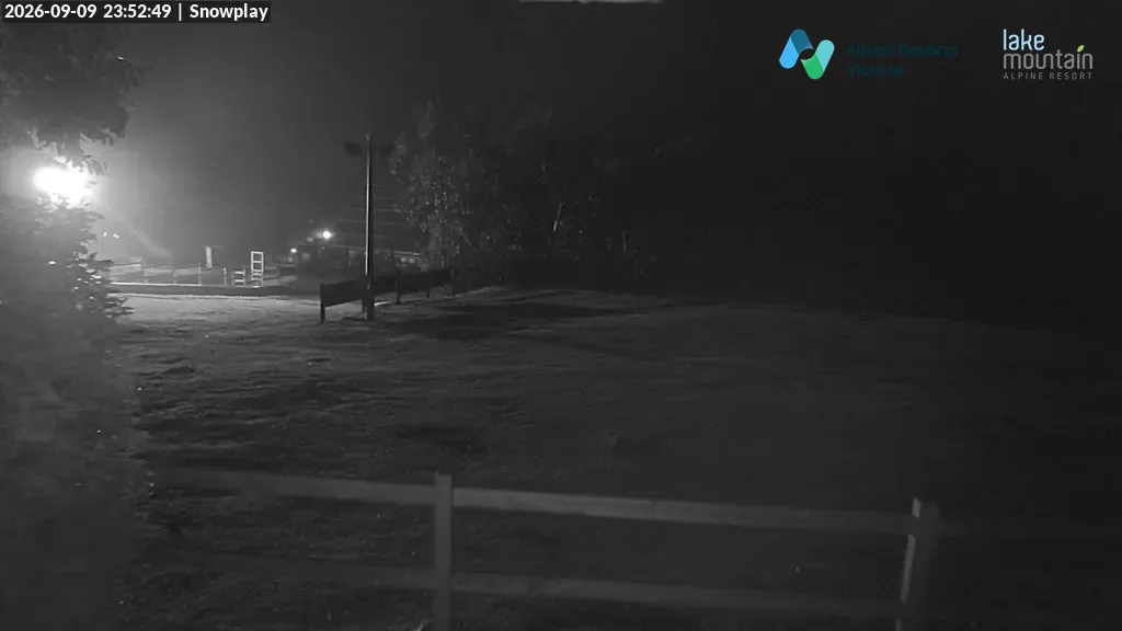Lake Mountain Snow Play Area snow cam captured at 9 September 2026 at 11:54 pm AEST
