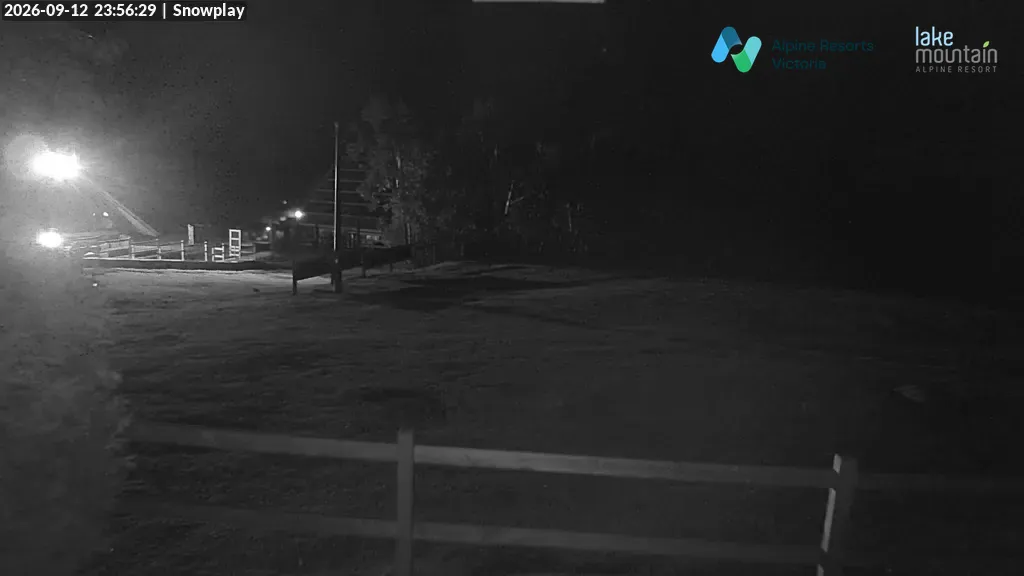 Lake Mountain Snow Play Area snow cam captured at 12 September 2026 at 11:56 pm AEST