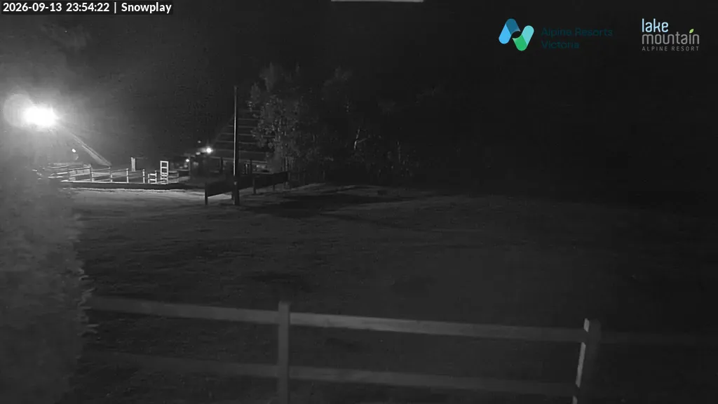 Lake Mountain Snow Play Area snow cam captured at 13 September 2026 at 11:54 pm AEST