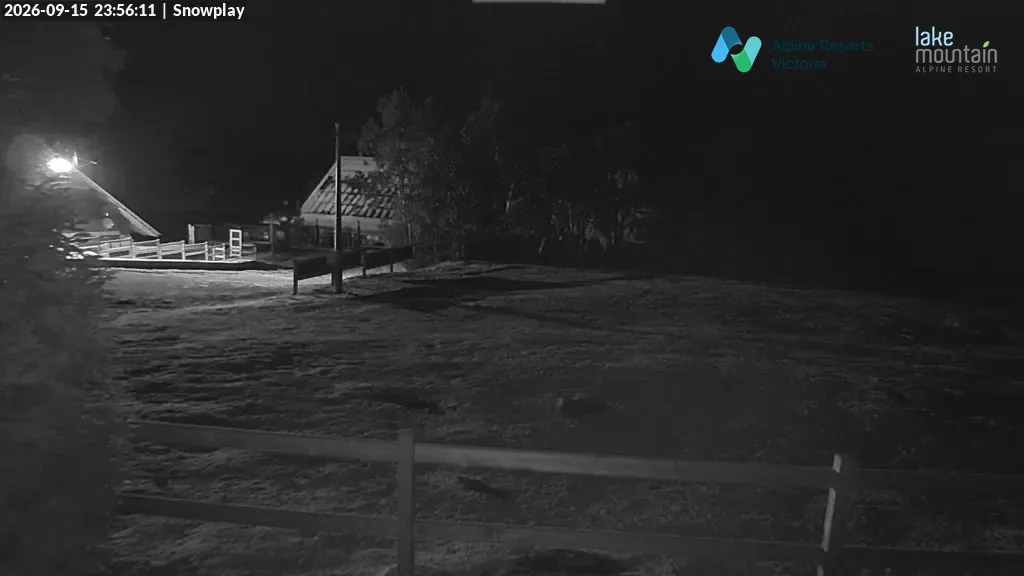 Lake Mountain Snow Play Area snow cam captured at 15 September 2026 at 11:57 pm AEST