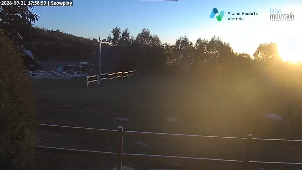 Lake Mountain Snow Play Area snow cam captured at 21 September 2026 at 6:03 pm AEST