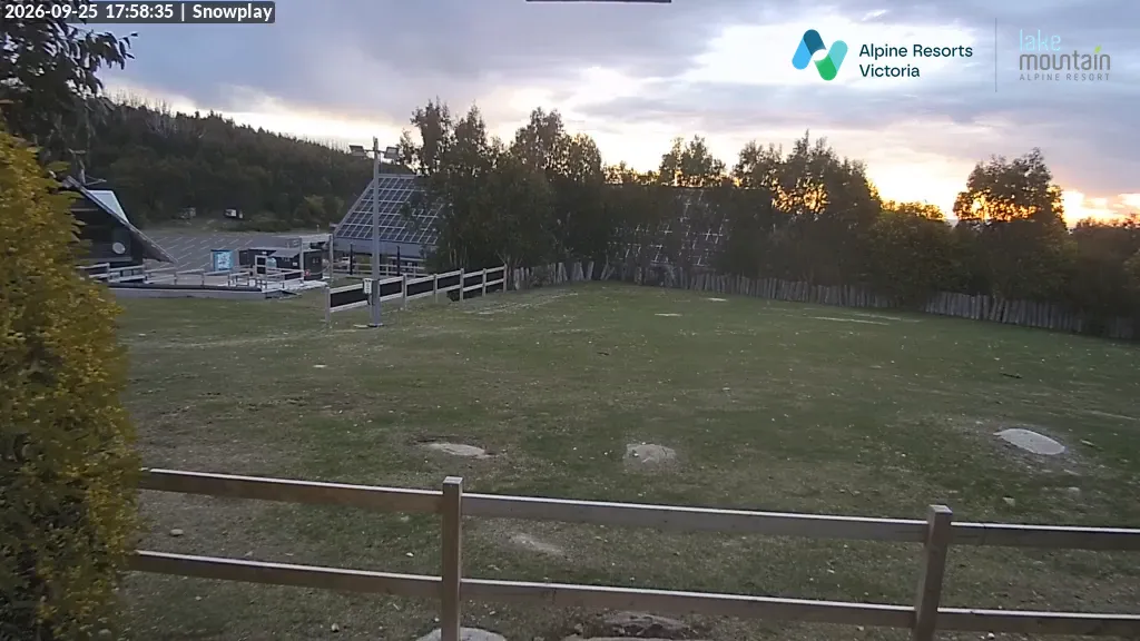 Lake Mountain Snow Play Area snow cam captured at 25 September 2026 at 5:59 pm AEST