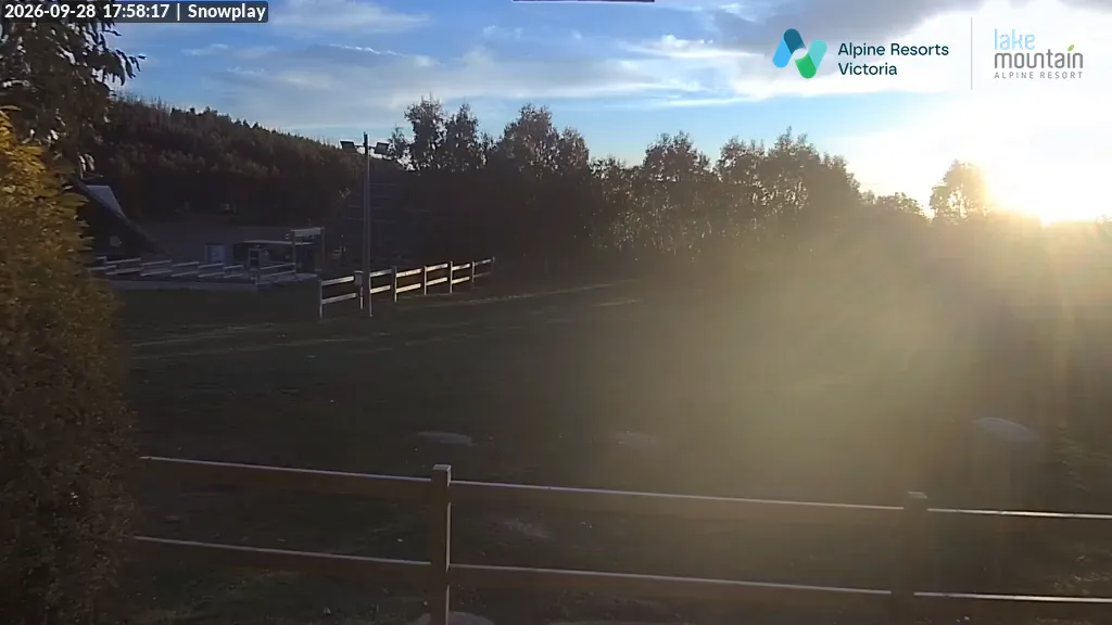 Lake Mountain Snow Play Area snow cam captured at 28 September 2026 at 6:03 pm AEST