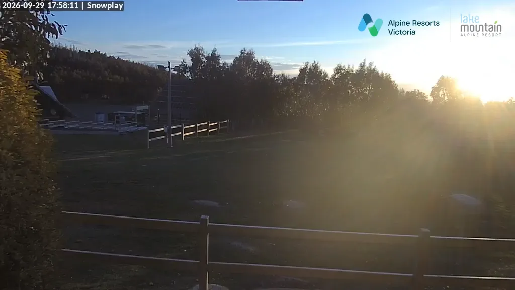 Lake Mountain Snow Play Area snow cam captured at 29 September 2026 at 5:59 pm AEST