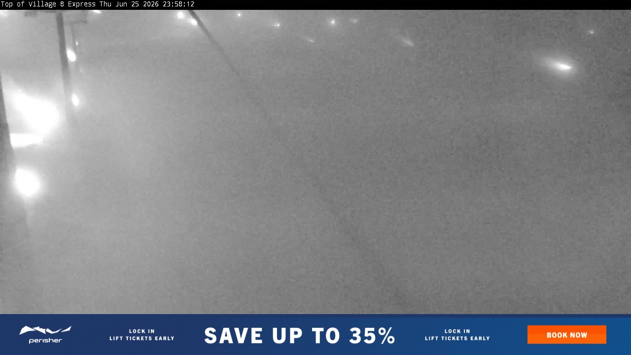 Perisher Village Eight snow cam captured at 25 June 2026 at 11:58 pm AEST