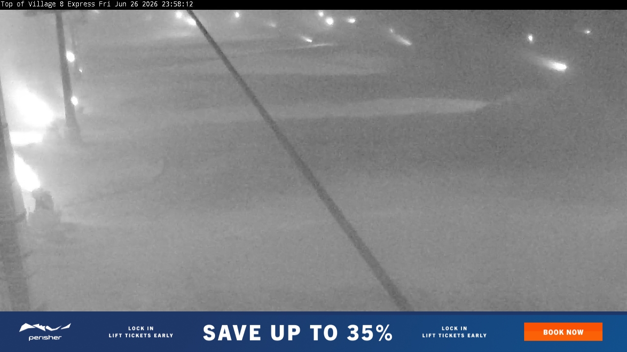 Perisher Village Eight snow cam captured at 26 June 2026 at 11:58 pm AEST