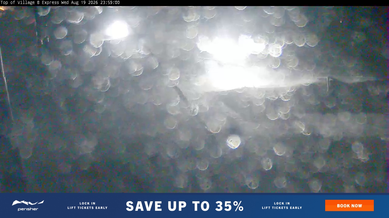 Perisher Village Eight snow cam captured at 19 August 2026 at 11:59 pm AEST