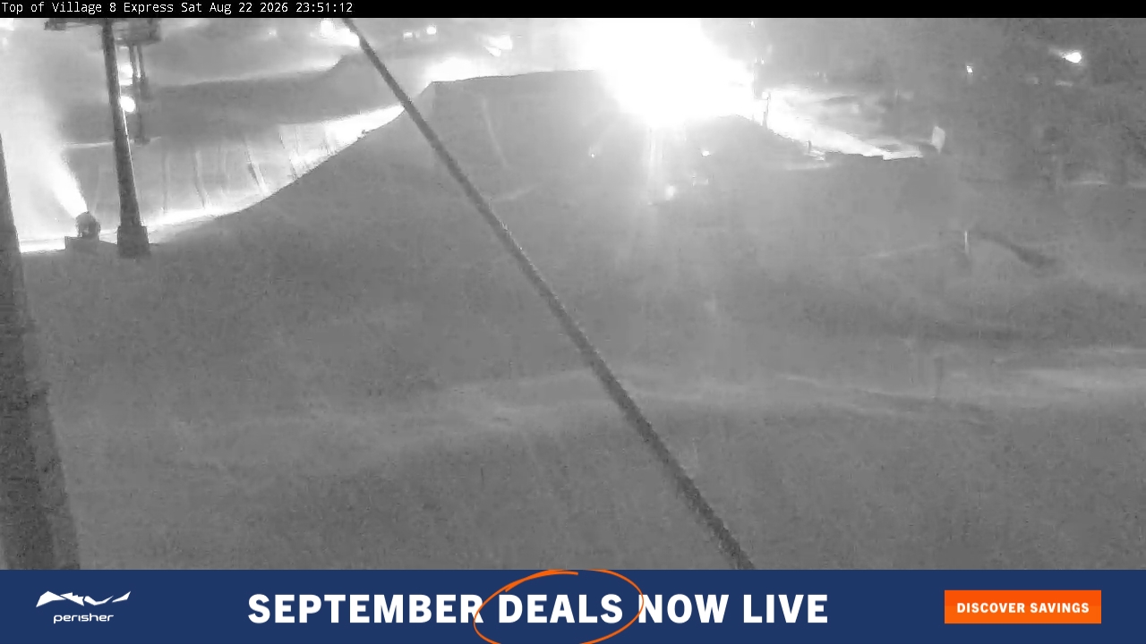 Perisher Village Eight snow cam captured at 22 August 2026 at 11:51 pm AEST