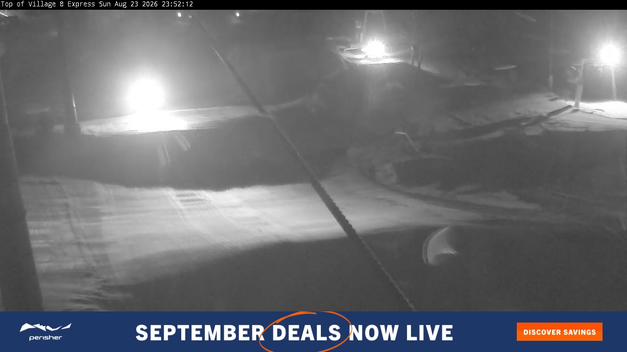 Perisher Village Eight snow cam captured at 23 August 2026 at 11:52 pm AEST
