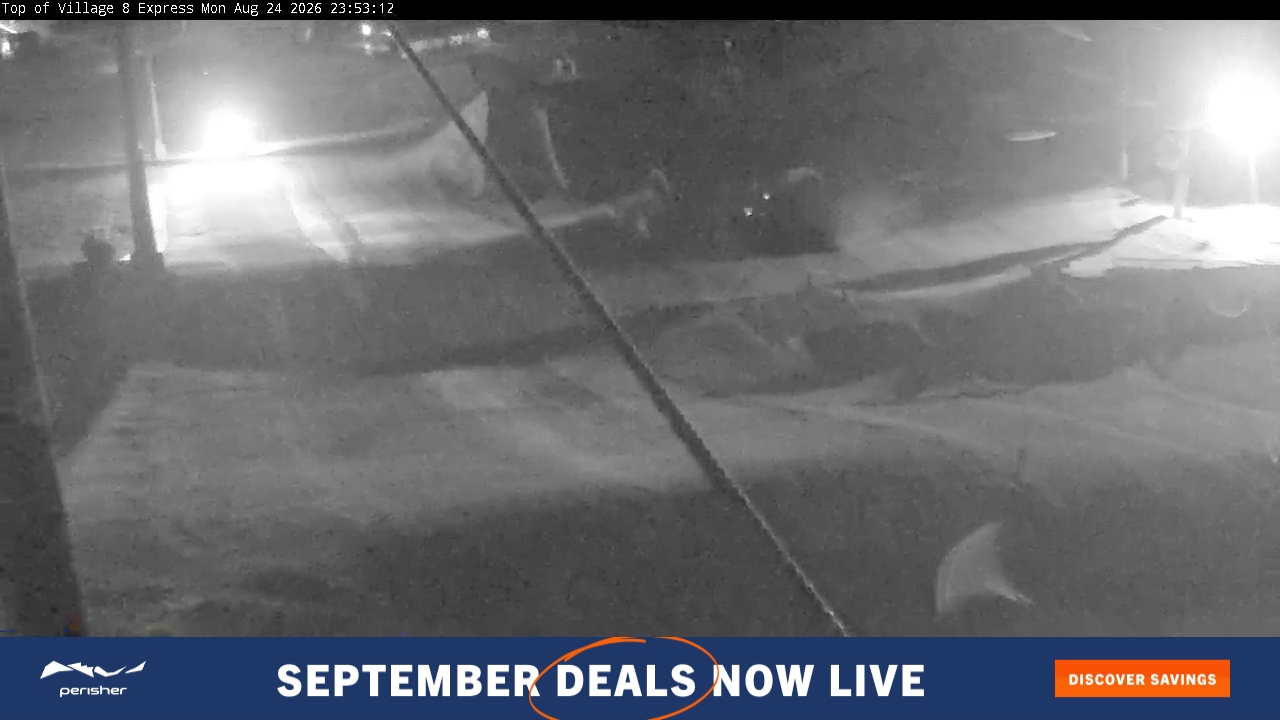 Perisher Village Eight snow cam captured at 24 August 2026 at 11:53 pm AEST