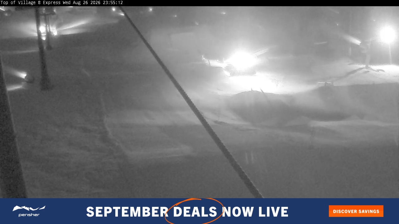 Perisher Village Eight snow cam captured at 26 August 2026 at 11:55 pm AEST