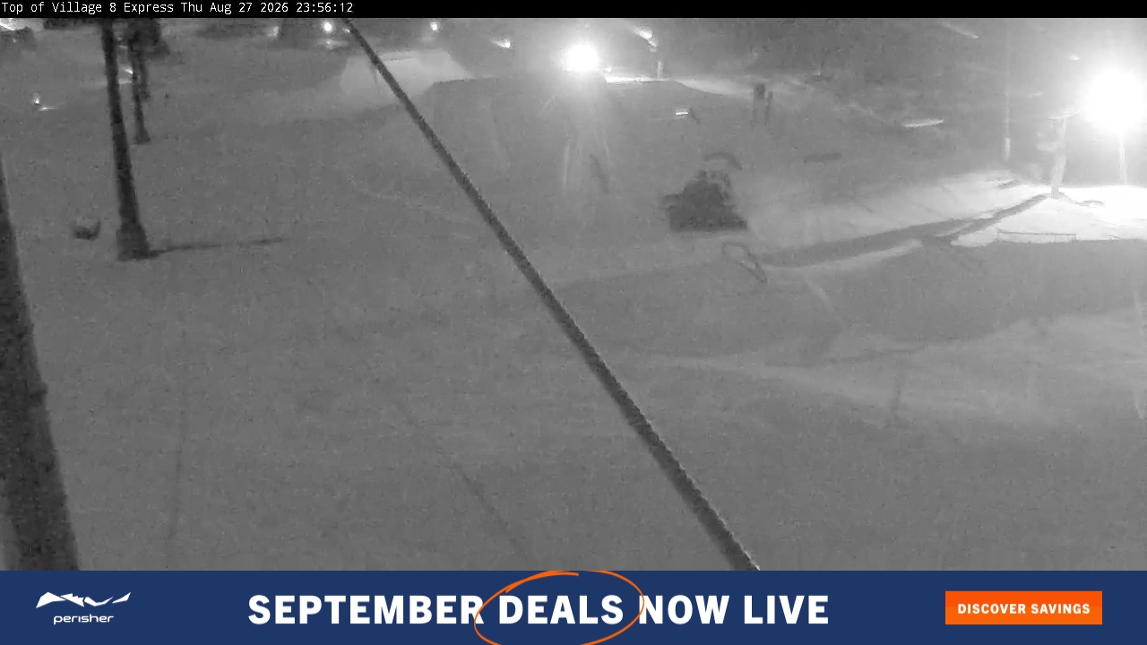 Perisher Village Eight snow cam captured at 27 August 2026 at 11:56 pm AEST