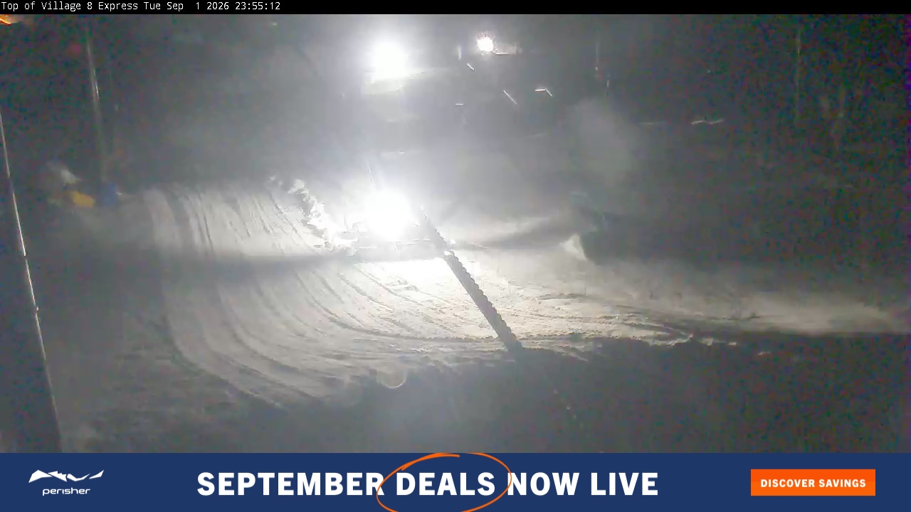 Perisher Village Eight snow cam captured at 1 September 2026 at 11:55 pm AEST