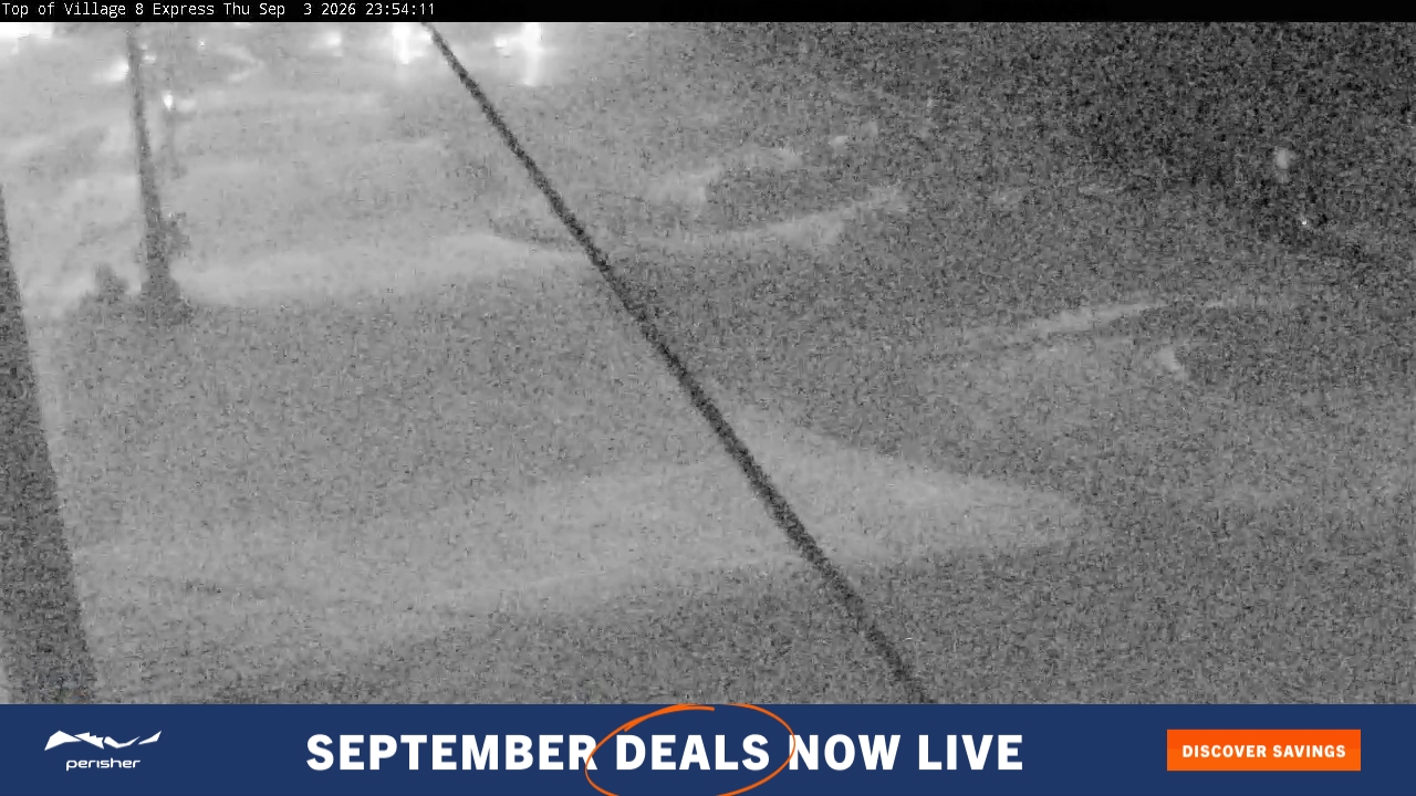 Perisher Village Eight snow cam captured at 3 September 2026 at 11:54 pm AEST