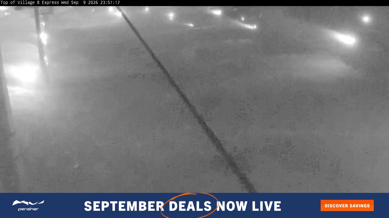 Perisher Village Eight snow cam captured at 9 September 2026 at 11:52 pm AEST