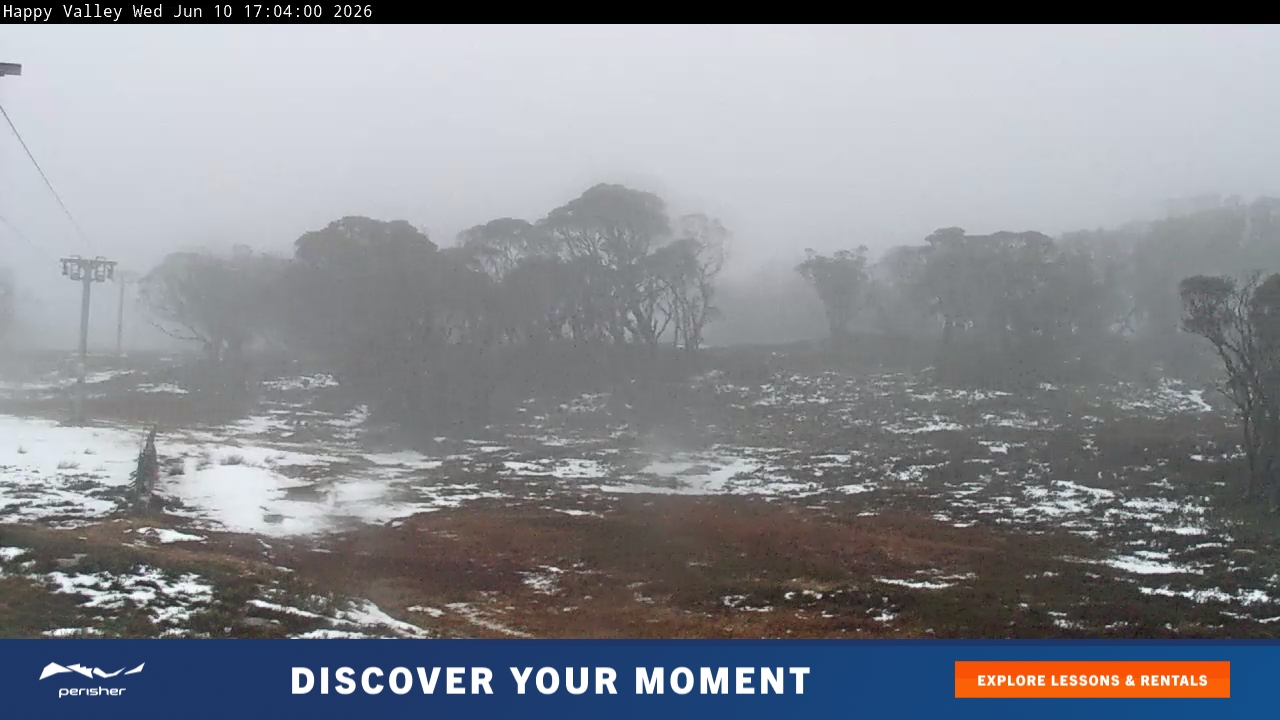 Perisher Happy Valley snow cam captured at 10 June 2026 at 6:02 pm AEST