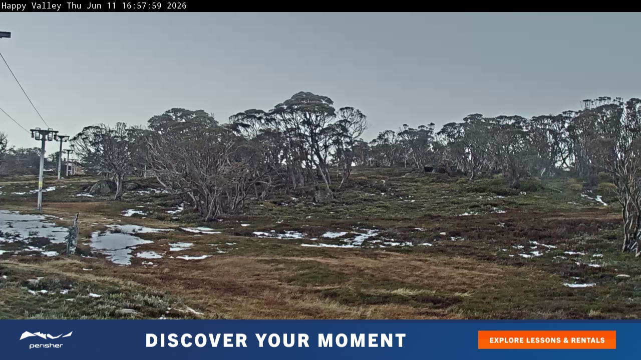 Perisher Happy Valley snow cam captured at 11 June 2026 at 5:02 pm AEST