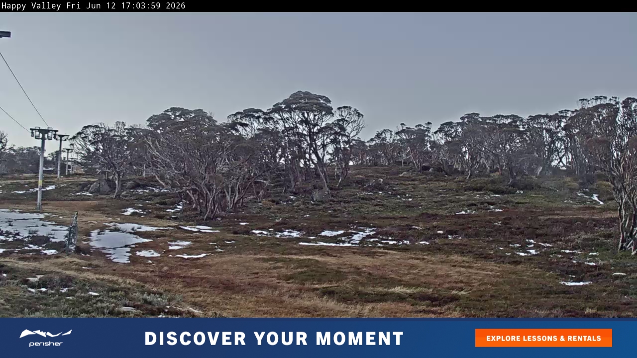 Perisher Happy Valley snow cam captured at 12 June 2026 at 5:08 pm AEST
