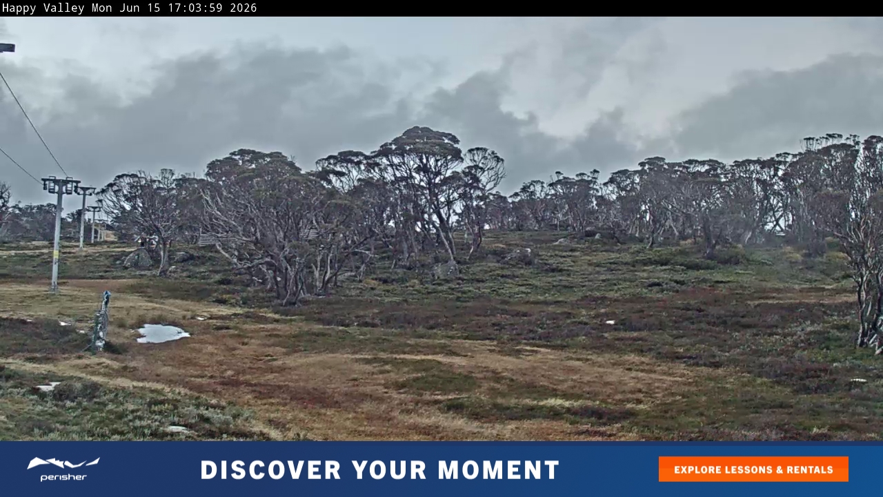 Perisher Happy Valley snow cam captured at 15 June 2026 at 5:08 pm AEST