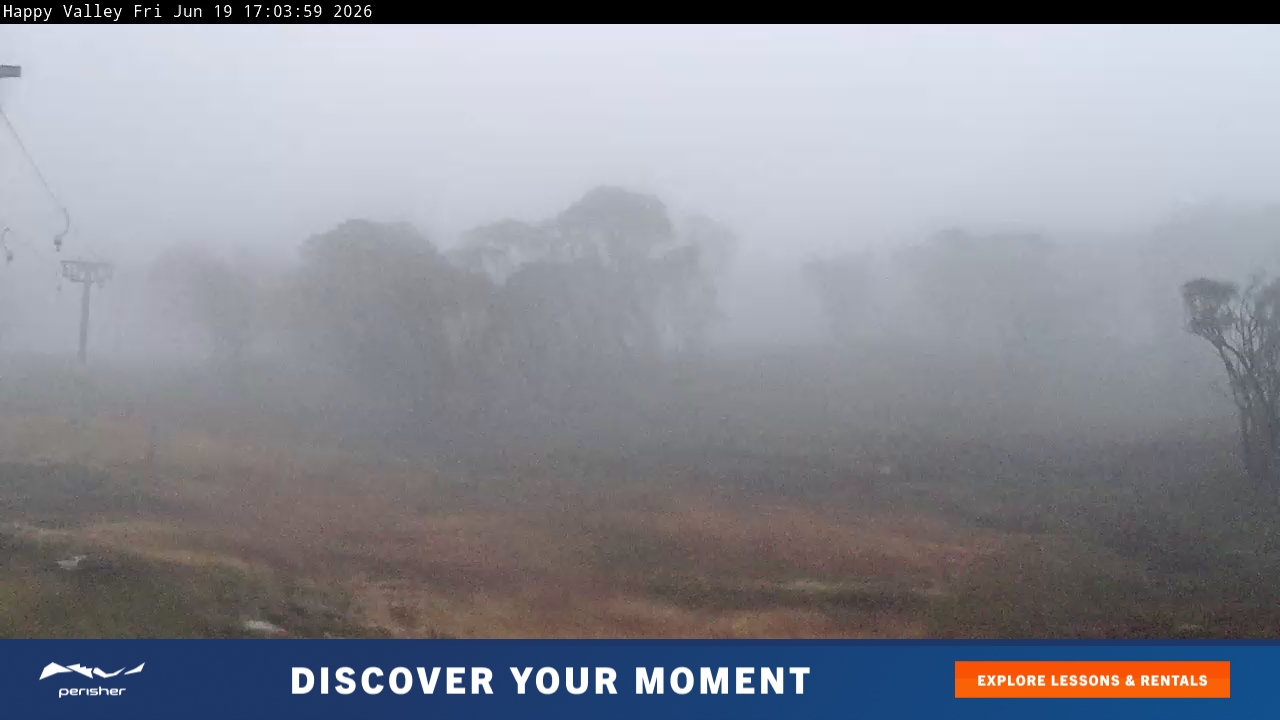 Perisher Happy Valley snow cam captured at 19 June 2026 at 5:06 pm AEST