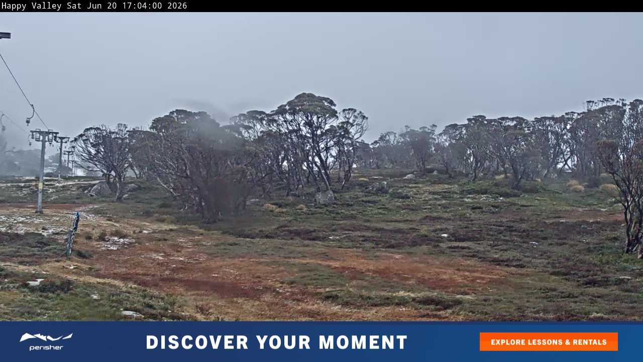 Perisher Happy Valley snow cam captured at 20 June 2026 at 5:06 pm AEST