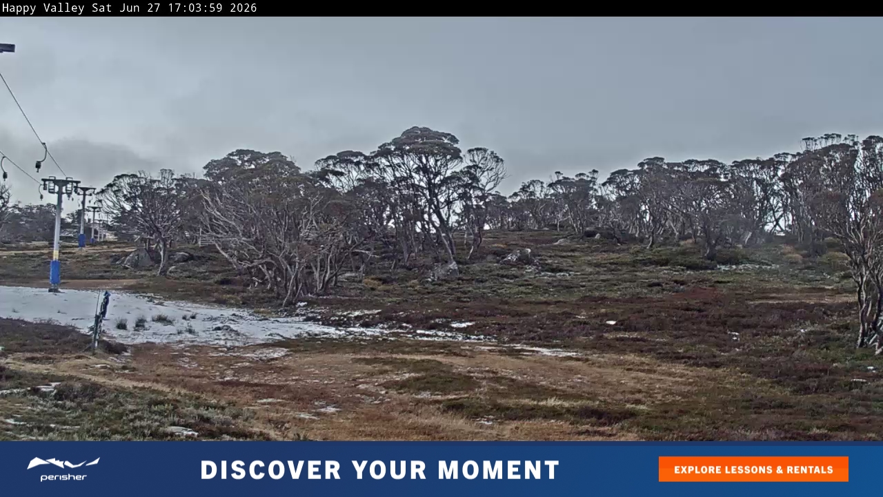 Perisher Happy Valley snow cam captured at 27 June 2026 at 5:08 pm AEST