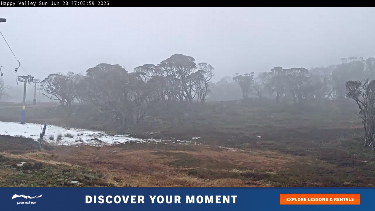 Perisher Happy Valley snow cam captured at 28 June 2026 at 5:07 pm AEST