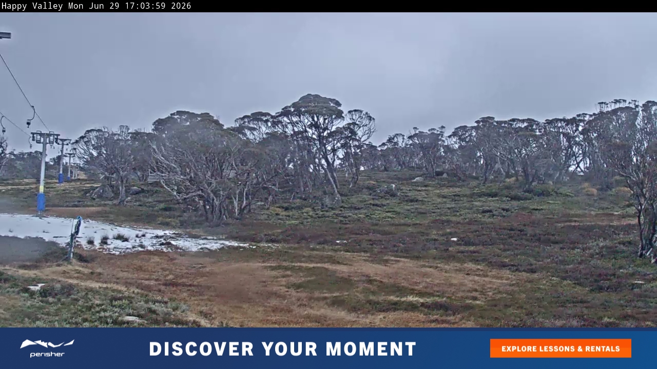 Perisher Happy Valley snow cam captured at 29 June 2026 at 5:06 pm AEST