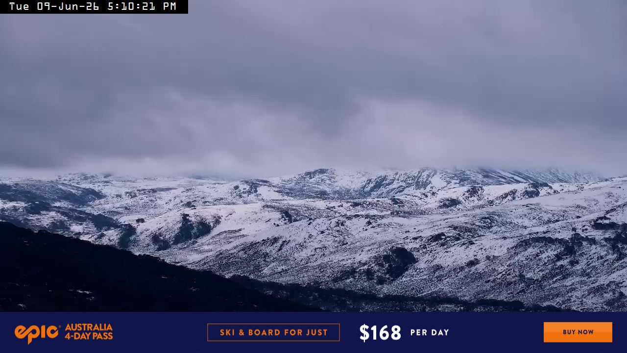 Perisher Mt Kosciuszko snow cam captured at 9 June 2026 at 5:16 pm AEST