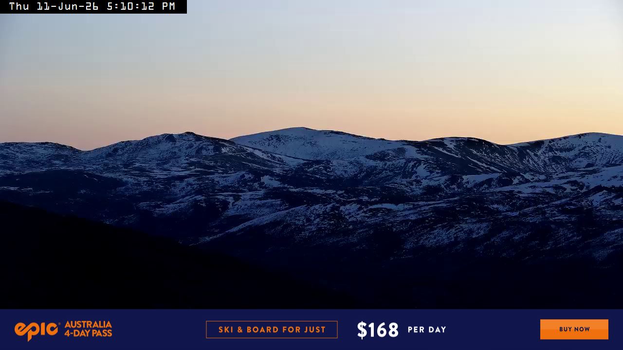 Perisher Mt Kosciuszko snow cam captured at 11 June 2026 at 5:14 pm AEST