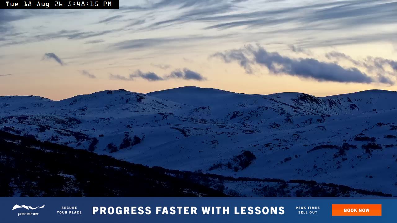 Perisher Mt Kosciuszko snow cam captured at 18 August 2026 at 5:55 pm AEST