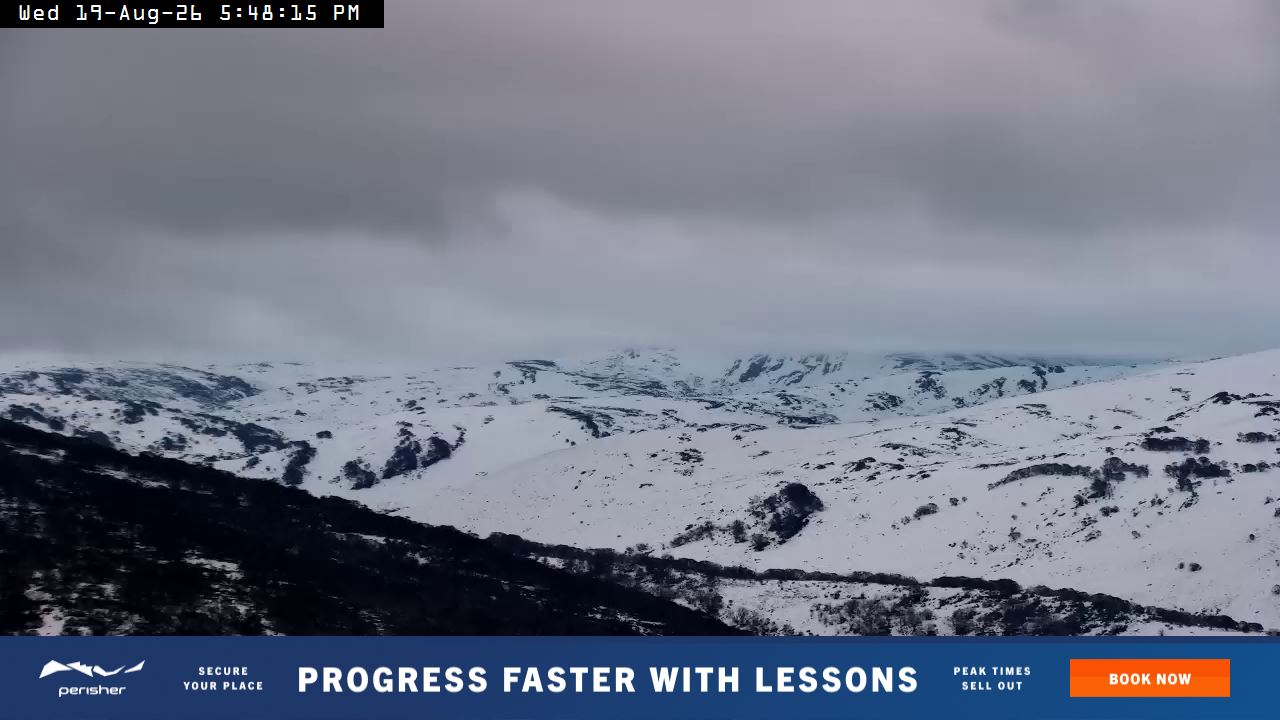 Perisher Mt Kosciuszko snow cam captured at 19 August 2026 at 5:56 pm AEST