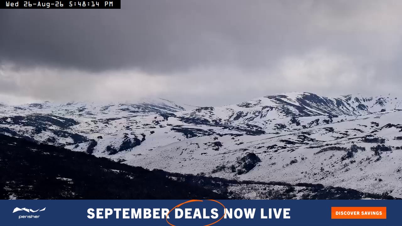 Perisher Mt Kosciuszko snow cam captured at 26 August 2026 at 5:52 pm AEST
