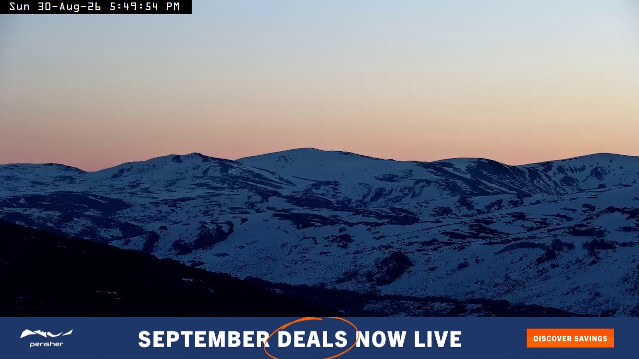 Perisher Mt Kosciuszko snow cam captured at 30 August 2026 at 5:56 pm AEST