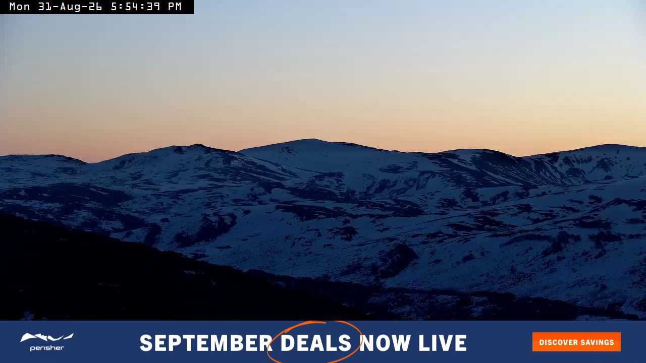 Perisher Mt Kosciuszko snow cam captured at 31 August 2026 at 5:57 pm AEST