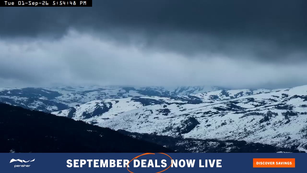 Perisher Mt Kosciuszko snow cam captured at 1 September 2026 at 6:03 pm AEST