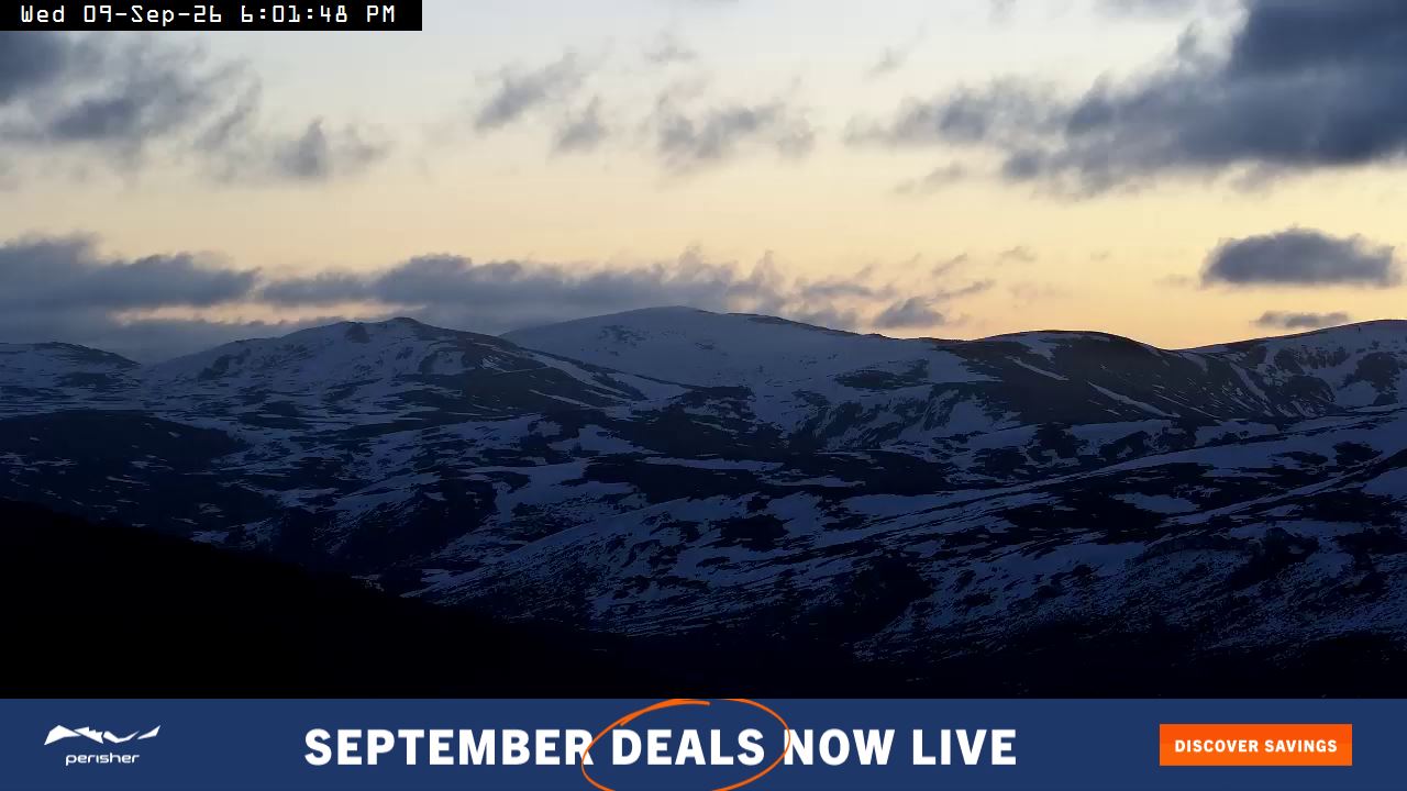 Perisher Mt Kosciuszko snow cam captured at 9 September 2026 at 6:07 pm AEST