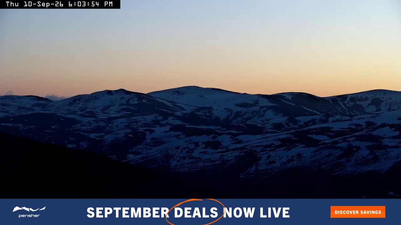 Perisher Mt Kosciuszko snow cam captured at 10 September 2026 at 6:07 pm AEST