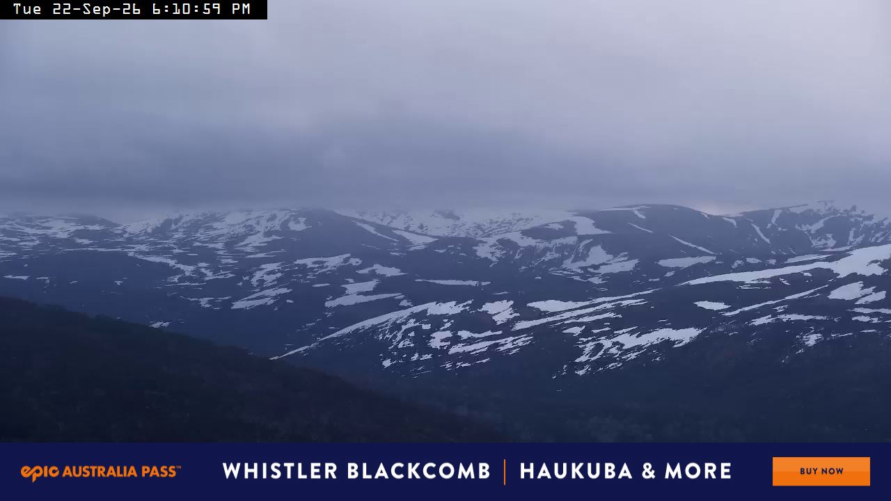 Perisher Mt Kosciuszko snow cam captured at 22 September 2026 at 6:16 pm AEST