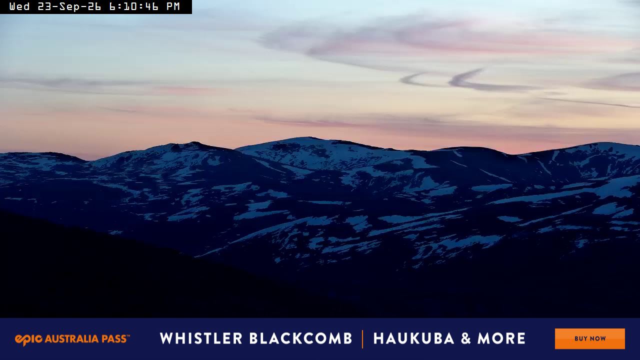 Perisher Mt Kosciuszko snow cam captured at 23 September 2026 at 6:18 pm AEST