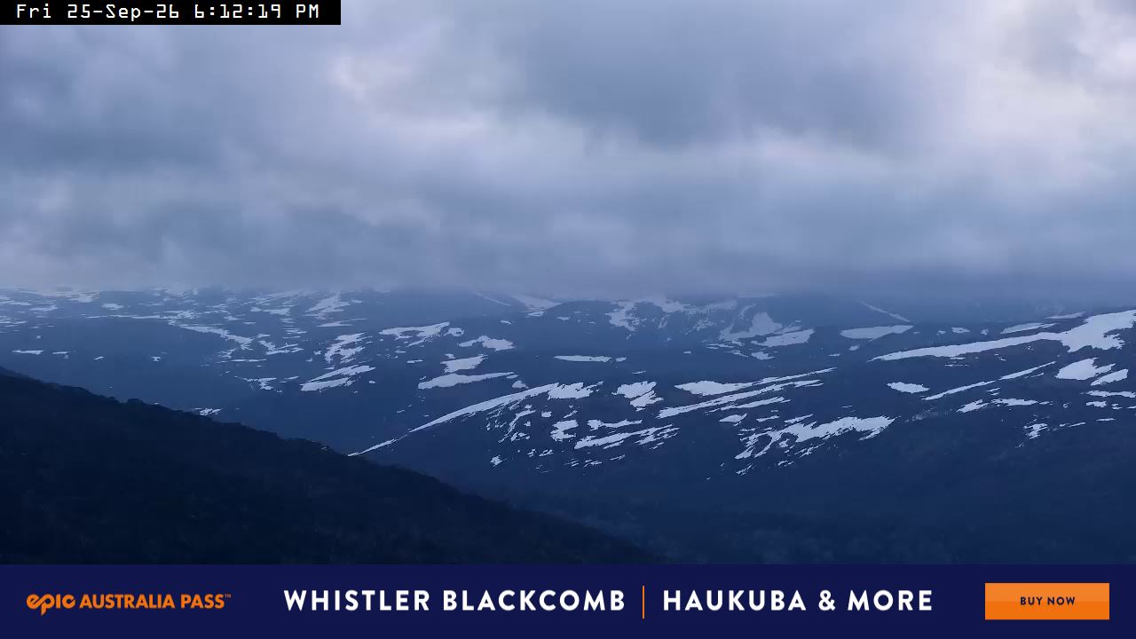 Perisher Mt Kosciuszko snow cam captured at 25 September 2026 at 6:21 pm AEST