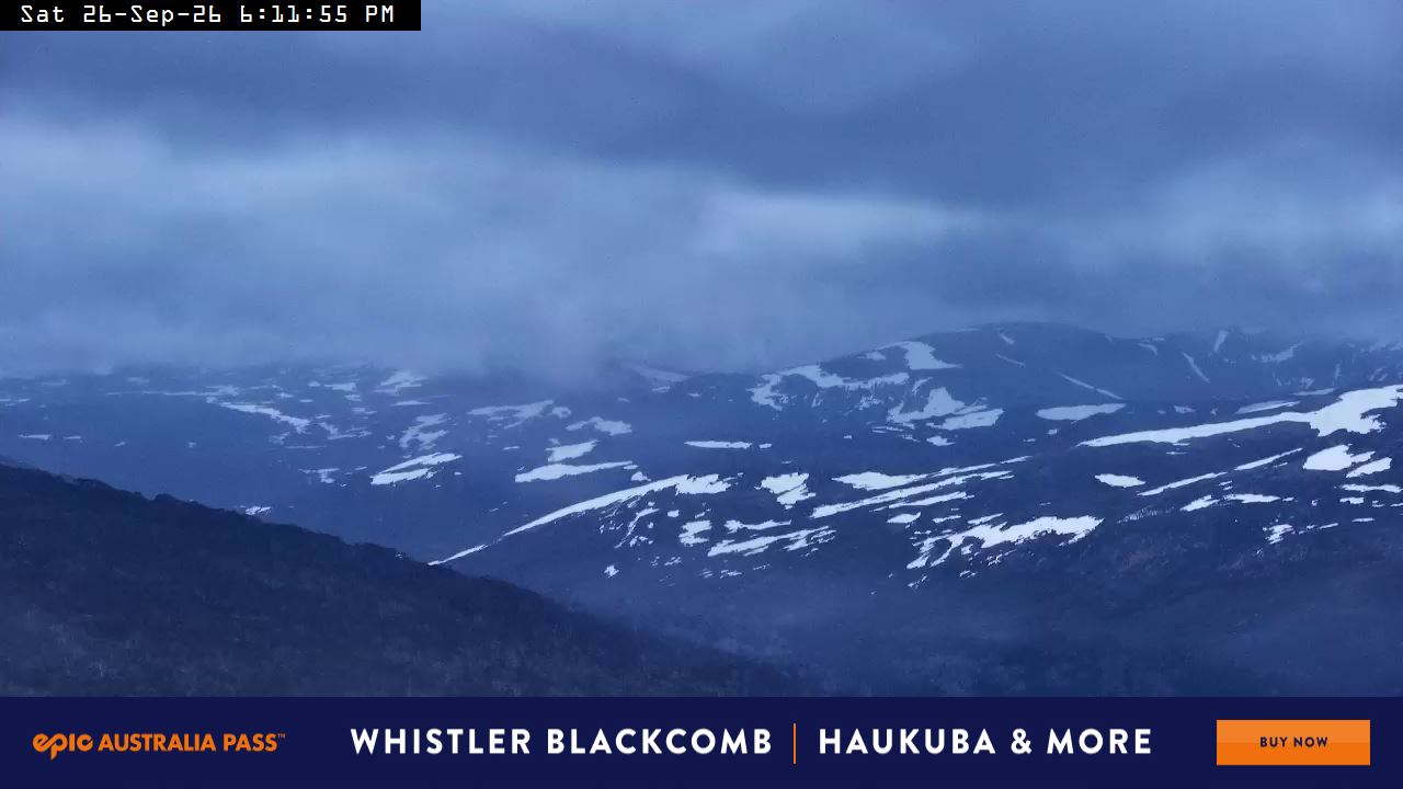 Perisher Mt Kosciuszko snow cam captured at 26 September 2026 at 6:12 pm AEST