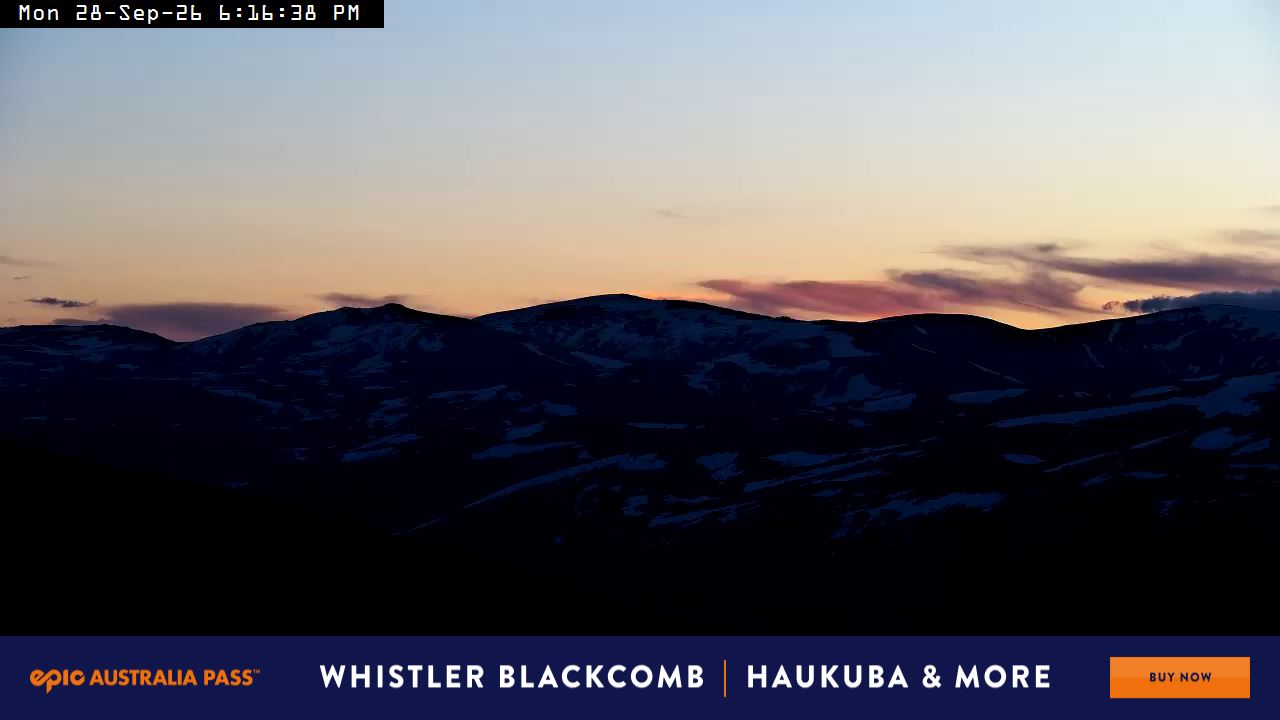 Perisher Mt Kosciuszko snow cam captured at 28 September 2026 at 6:23 pm AEST