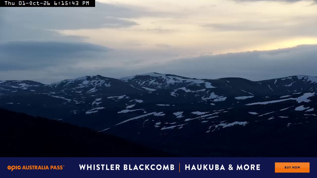 Perisher Mt Kosciuszko snow cam captured at 1 October 2026 at 6:17 pm AEST