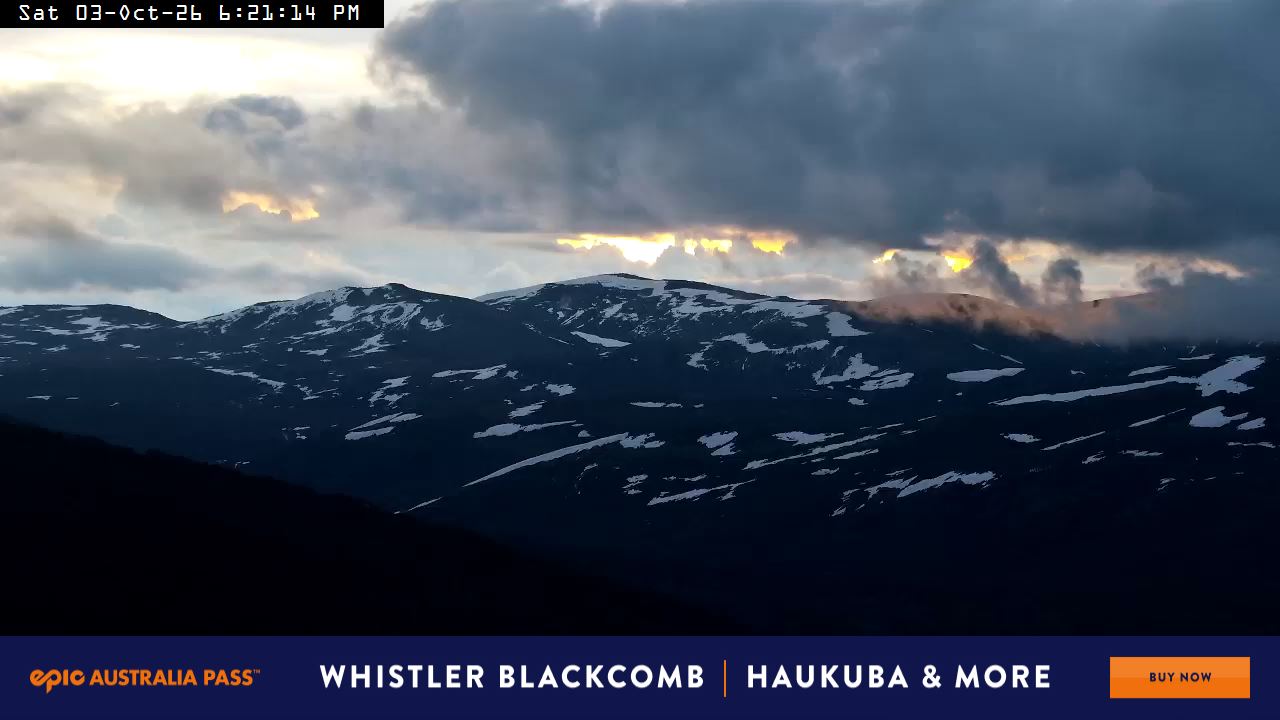 Perisher Mt Kosciuszko snow cam captured at 3 October 2026 at 6:25 pm AEST