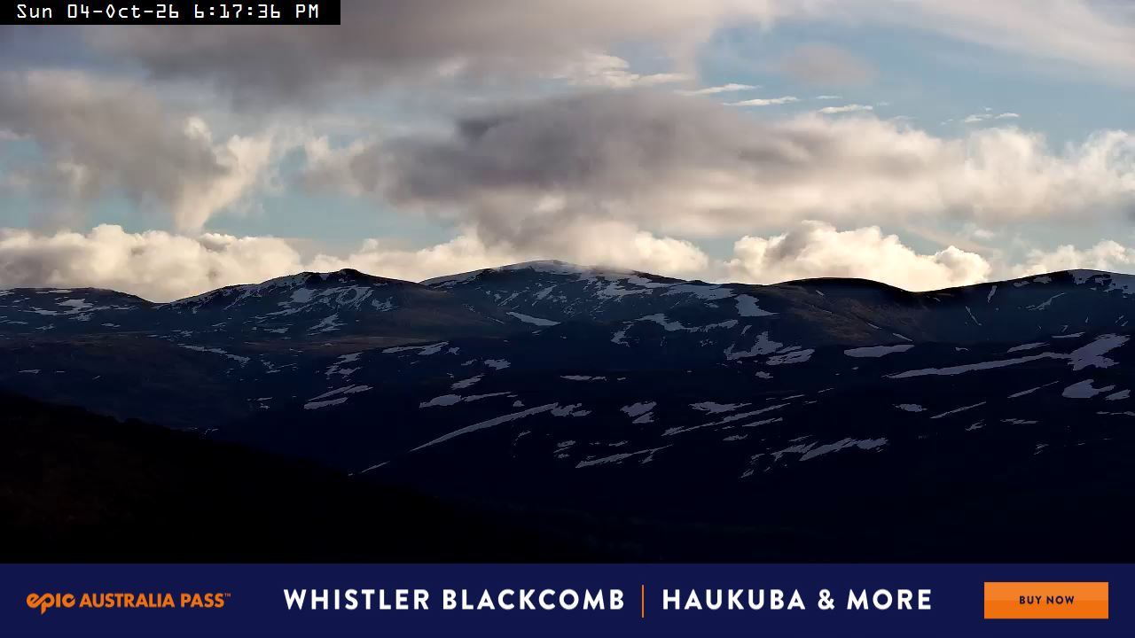 Perisher Mt Kosciuszko snow cam captured at 4 October 2026 at 6:20 pm AEDT