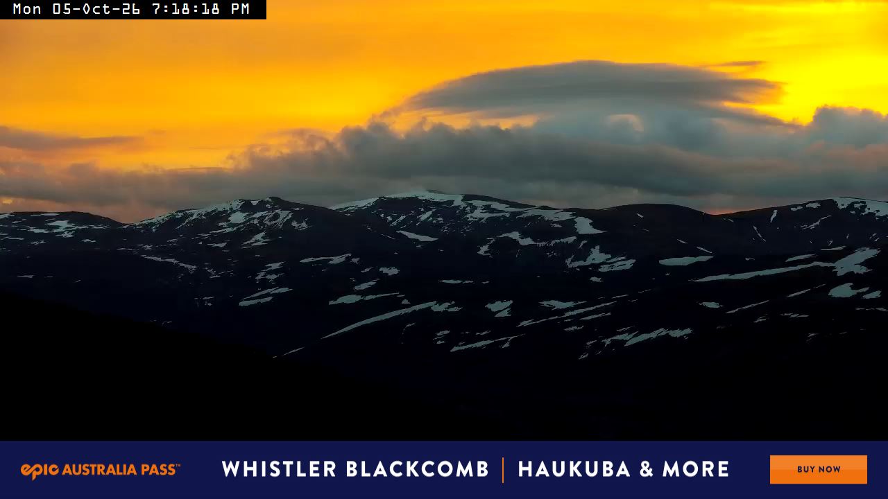 Perisher Mt Kosciuszko snow cam captured at 5 October 2026 at 7:23 pm AEDT